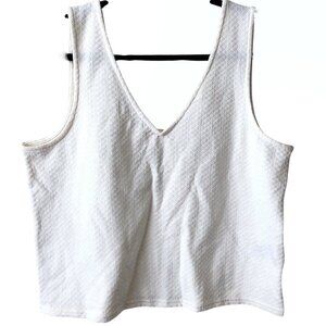 NWT Madewell Solid Ivory V-neck Sleeveless Textured Top L